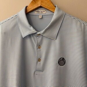 Peter Millar Summer Comfort Polo Mens XL Blue White Stripe Golf Performance